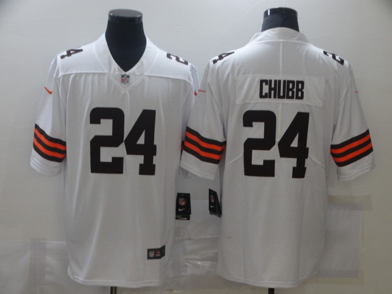 Men Cleveland Browns #24 Chubb White black Nike Limited Vapor Untouchable NFL Jerseys